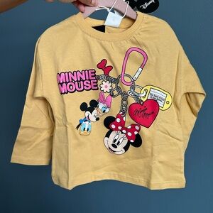 Zara Kids Mustard Minnie Mouse Long Sleeve Tee